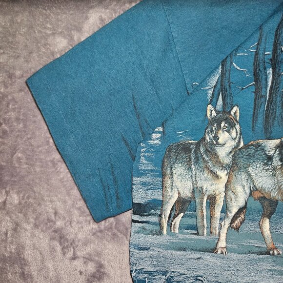 Vintage Signal Sports Tag HABITATXCIV Wolf Pack AOP Shirt Large Made In The USA - Picture 5 of 11